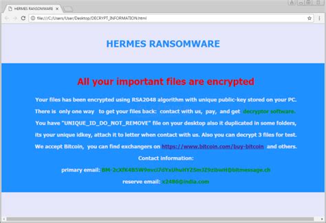 hermes 2.1 ransomware decryptor|How to remove Hermes (2.0 – 2.1) Ransomware and decrypt.